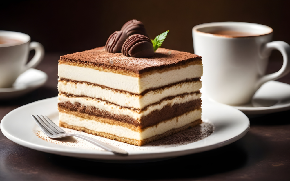 Un part de gateau Tiramisu au café